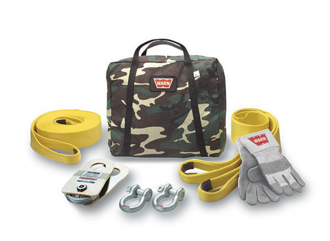 Medium Duty Winching Accessory Kit - Incl. Gloves - 2 Shackles - Snatch Block - Tree Trunk Protector - Camouflage Case