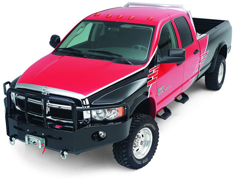 Heavy Duty Bumper - Black - w/Brush Guard - For Use w/All Warn Large Frame Winches Including 16.5ti